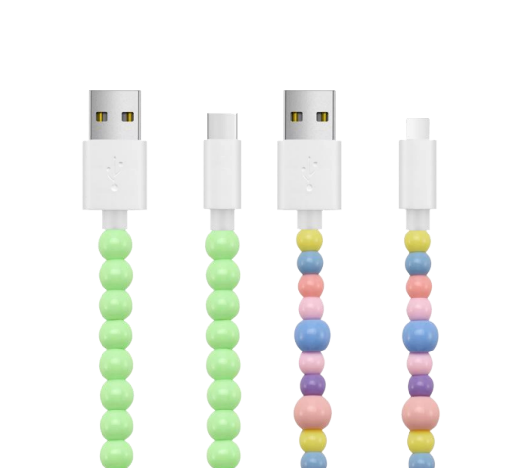 Fashion color beaded mobile phone data cable