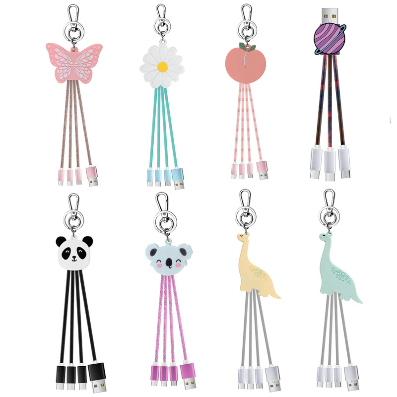 Applicable to Android Apple type-c one-to-three one-to-four doll data cable three-in-one cartoon data cable