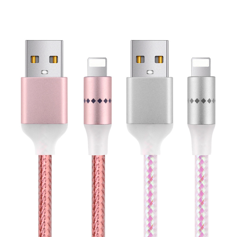 Suitable for Apple’s blue light always on hollow out luminescent in-mold injection mobile phone data cable factory direct sales