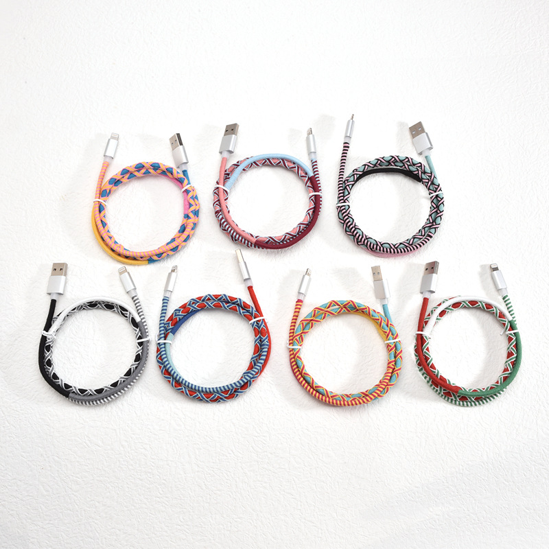 Applicable to Android Apple type-c Samsung Chinese ethnic style characteristic hand-woven rope mobile phone data cable