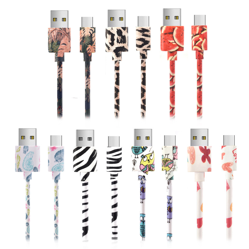 Suitable for Android Apple type-c Samsung 3D printing pattern mobile phone data cable