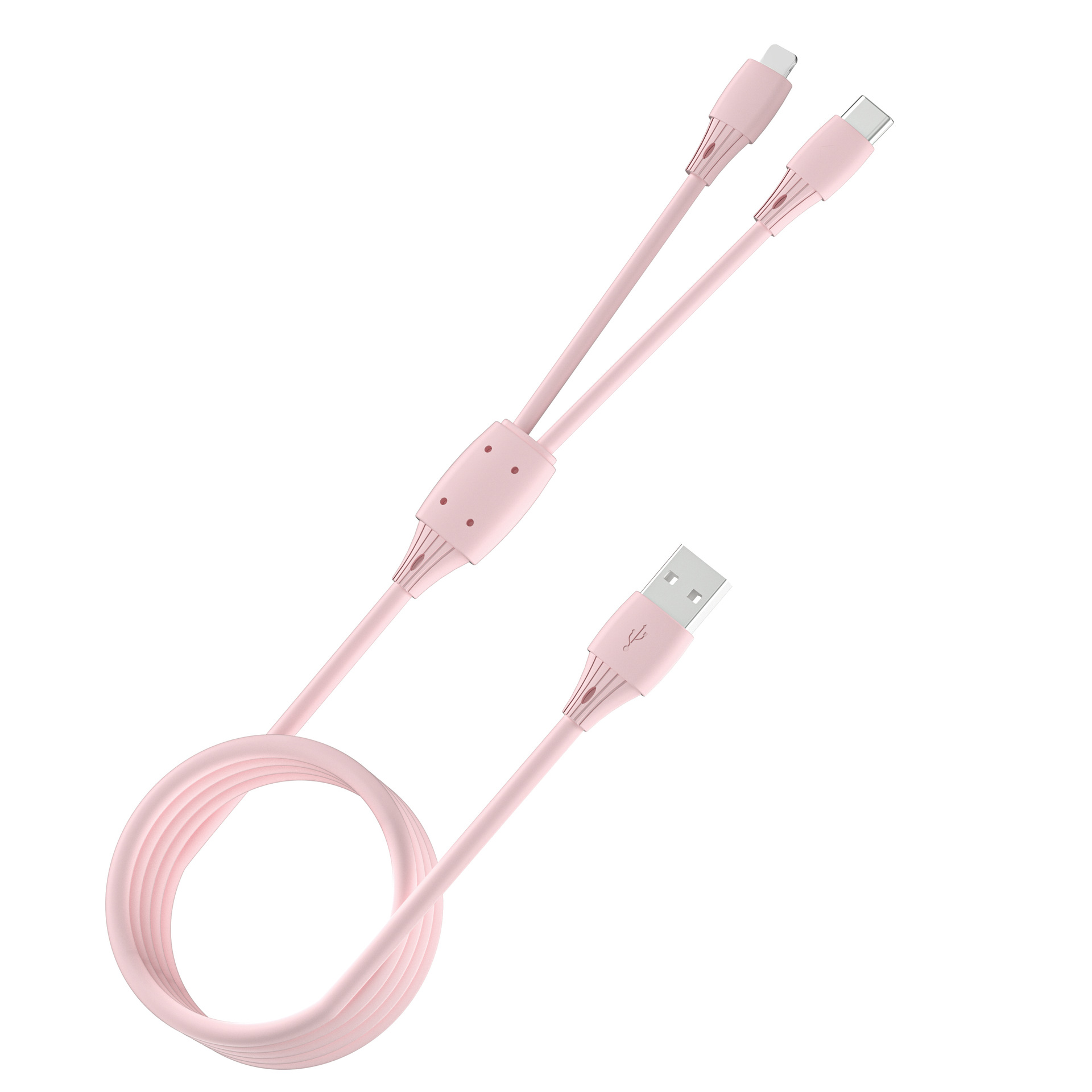 Suitable for 1 meter Apple type-c Huawei one-to-three color TPE injection molding two-in-one charging cable
