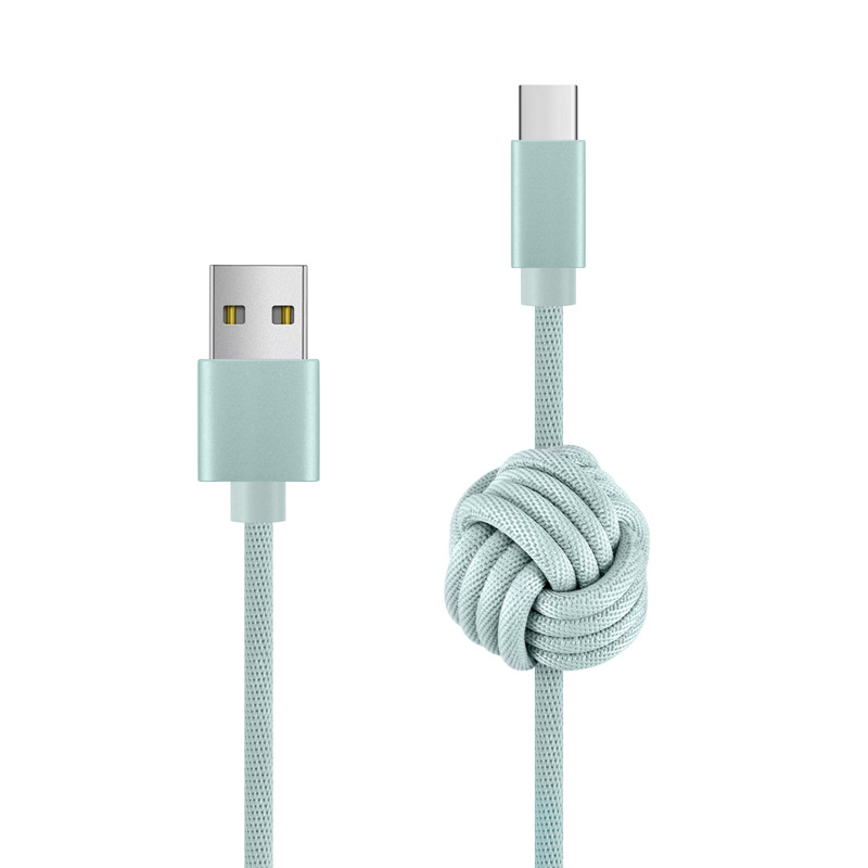 Suitable for monkey fist knot Android Huawei TYPE C green fabric hemp ball weaving mobile phone data cable