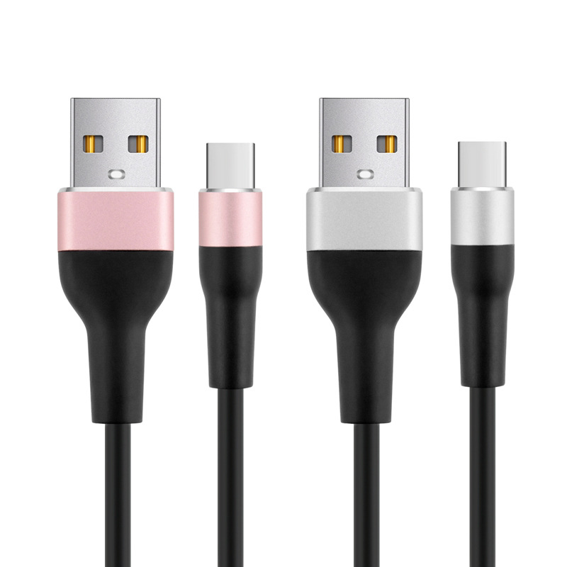 Suitable for micro Android type-c Huawei Xiaomi color aluminum shell high-gloss TPE data cable